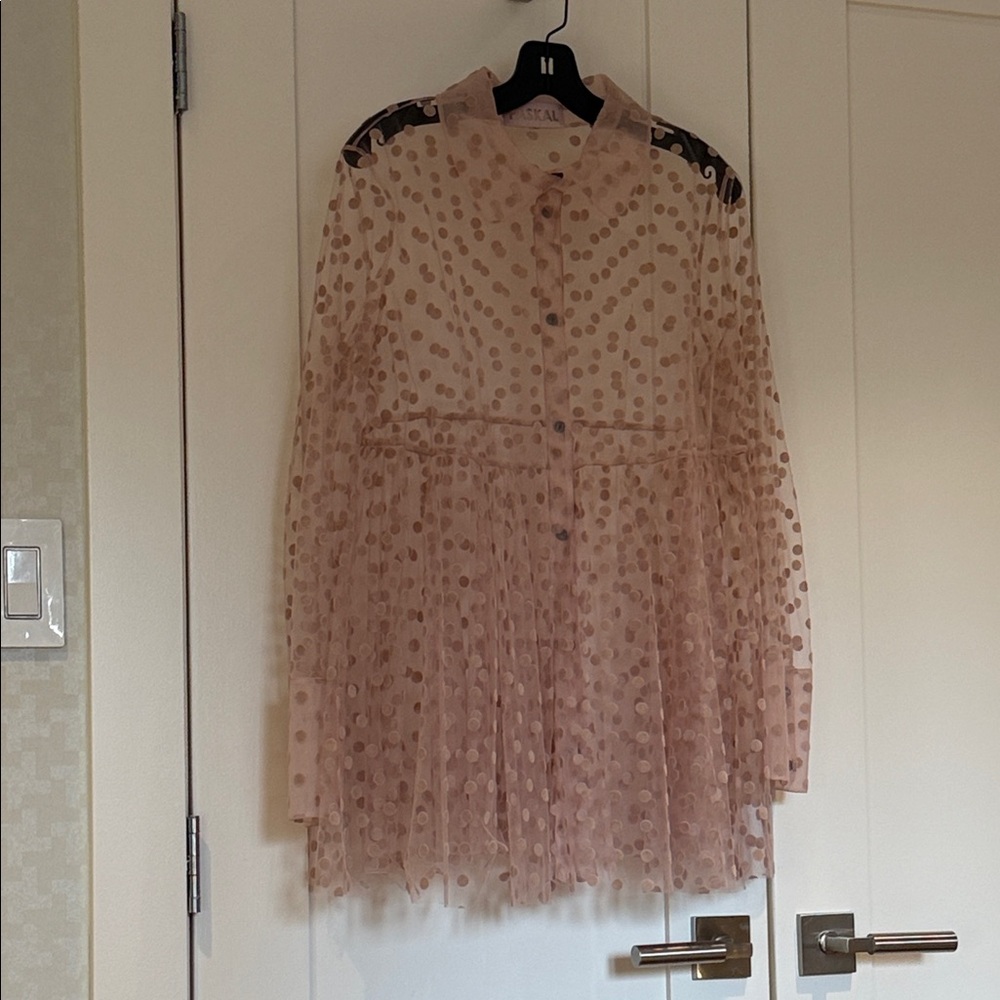 PASKAL Pink Sheer Polka Dot Blouse